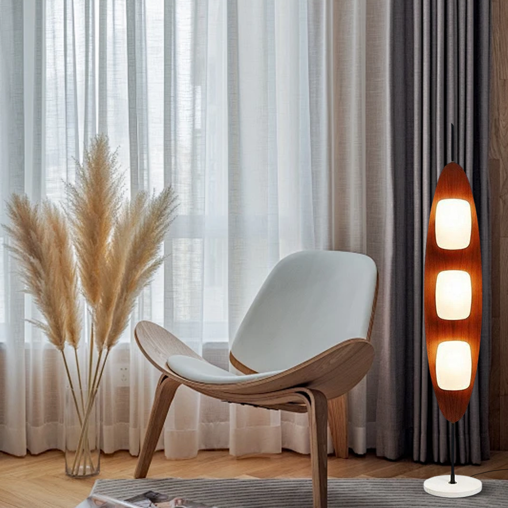 Modern Metal Resin Rectangular Brown Floor Lamp Bedroom