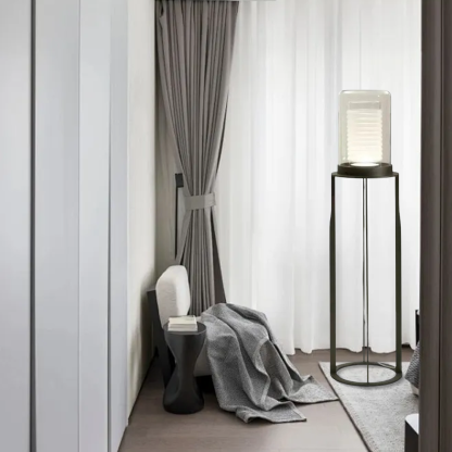 Industrial Metal Cylindrical Black Floor Lamp Living Room