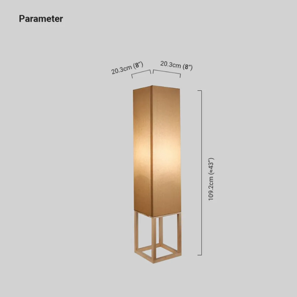 Modern Wood Fabric Rectangular Floor Lamp Living Room