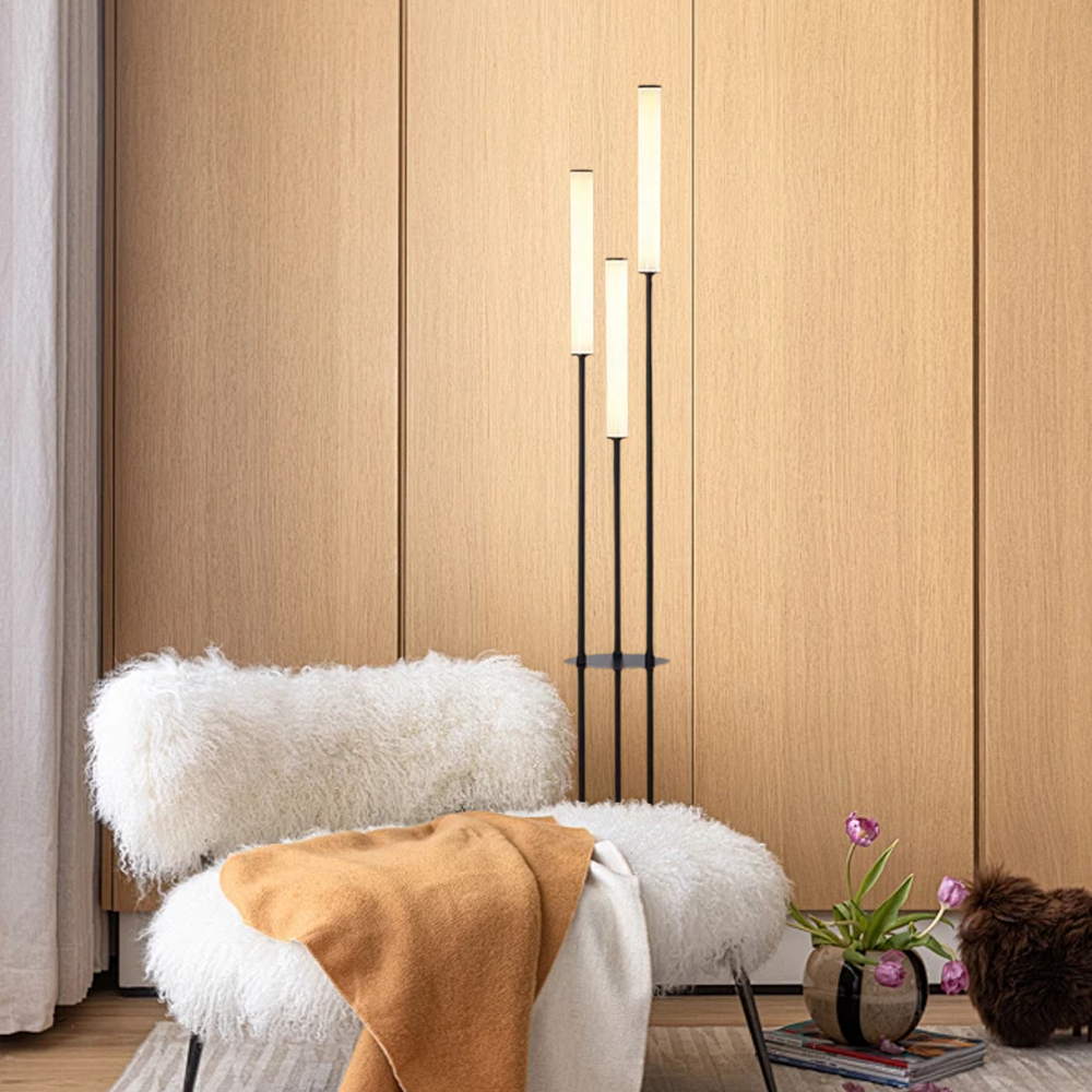 Minimalist Metal Linear Black Floor Lamp Bedroom