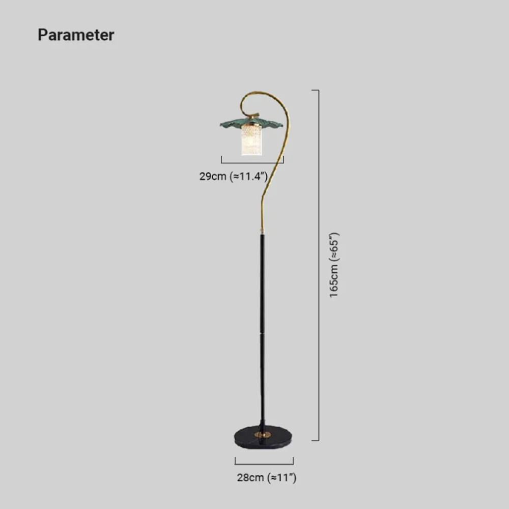 Vintage Metal Hooded Gold Floor Lamp living Room