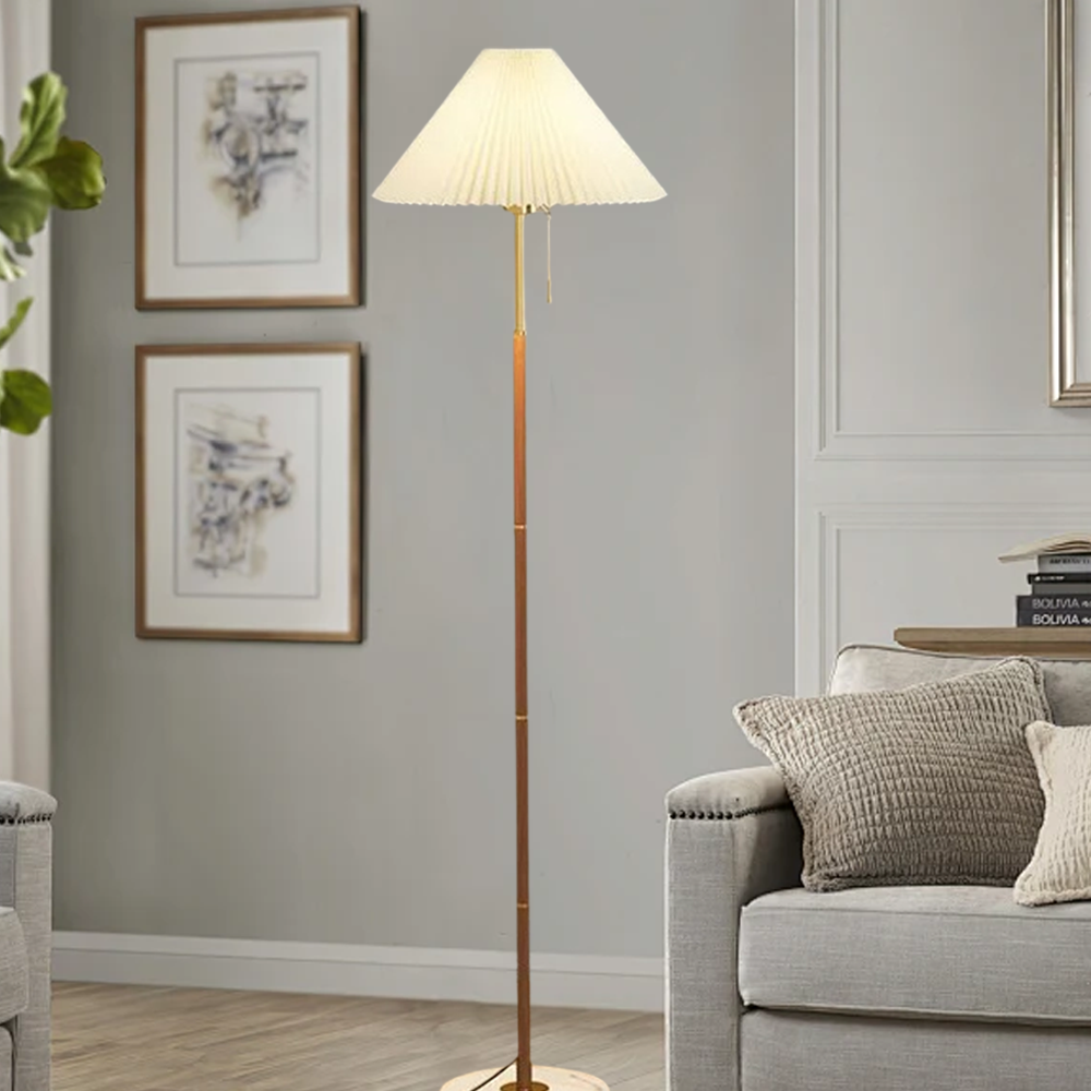 Vintage Metal Hooded White Floor Lamp Bedroom