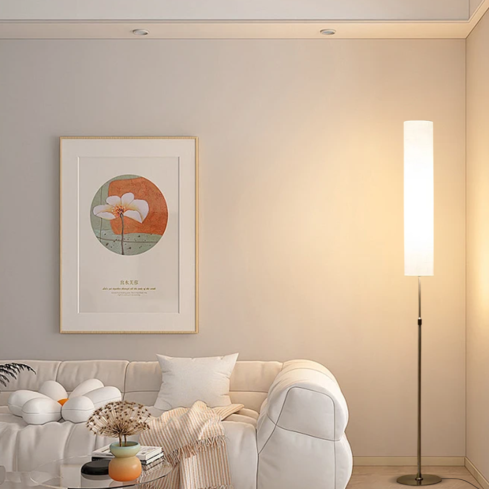 Minimalist Metal Cylindrical White Floor Lamp Living Room