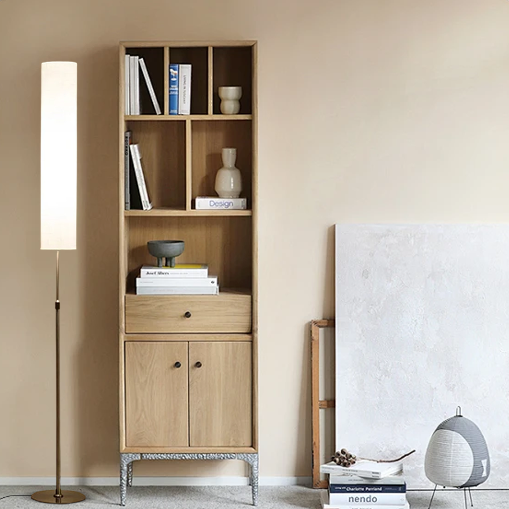 Minimalist Metal Cylindrical White Floor Lamp Living Room | Riofu