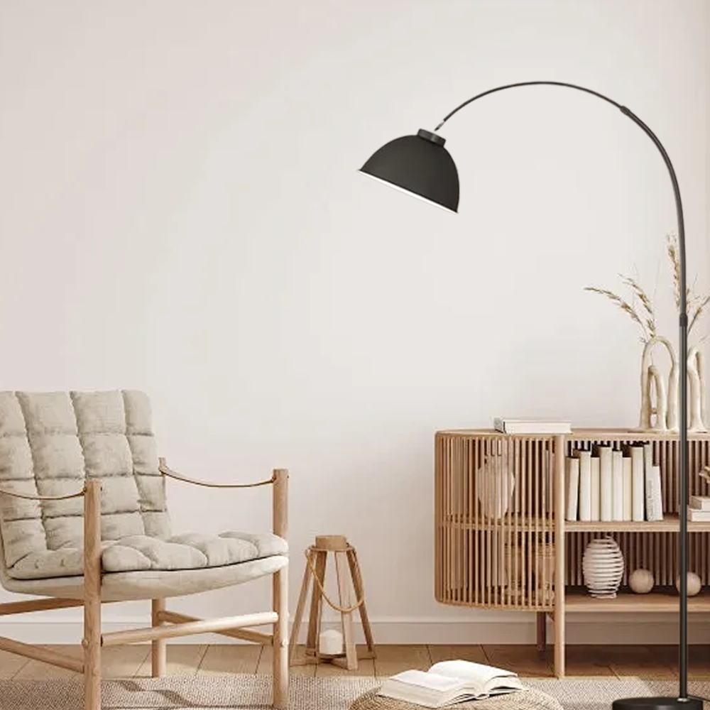 Morandi Metal Curved Black Yellow Floor Lamp Living Room