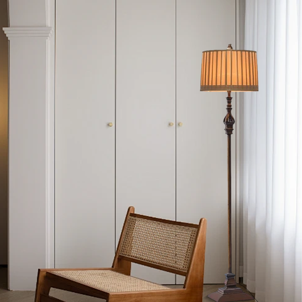 Retro Resin Hooded Living Room Floor Lamp Brown