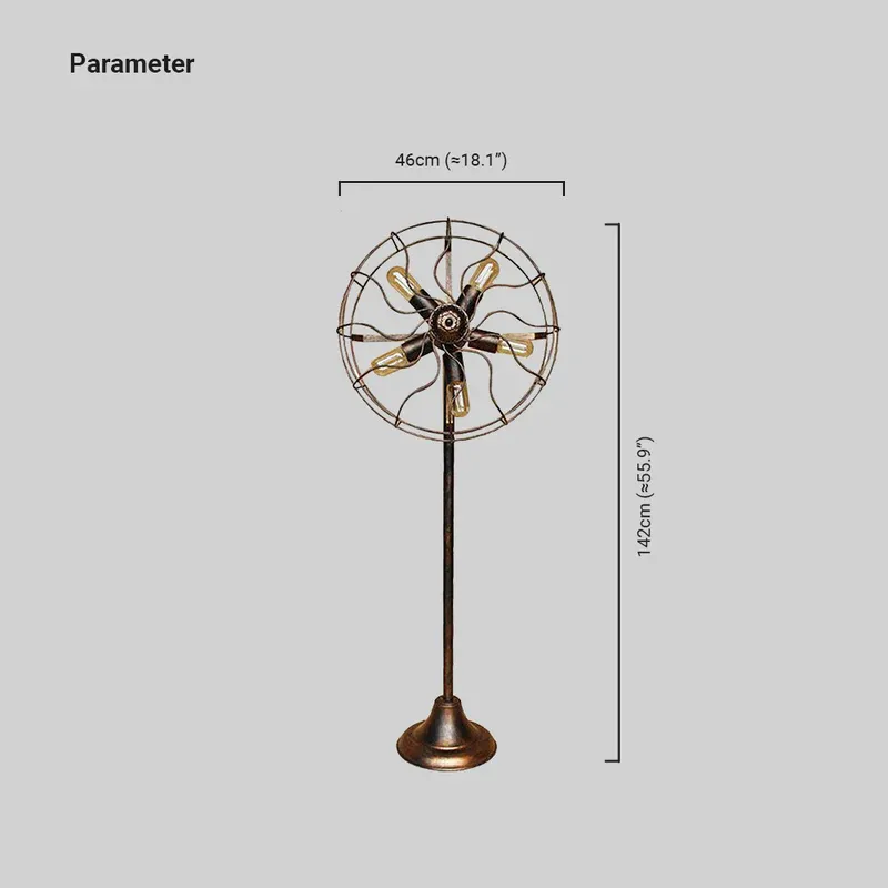 Vintage Metal Round Brown Dining Room Floor Lamp