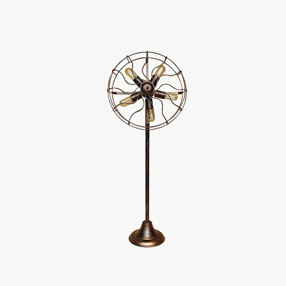 Retro  Metal Fan Dining Room Floor Lamp Bronze