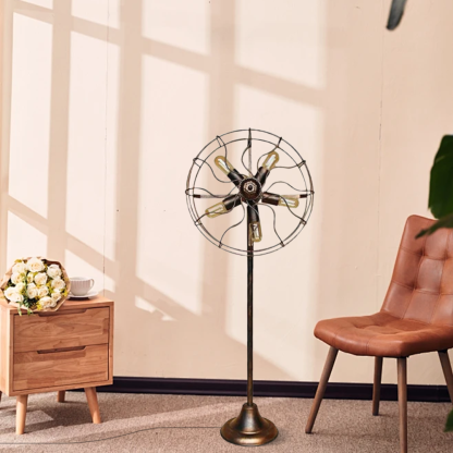 Vintage Metal Round Brown Dining Room Floor Lamp