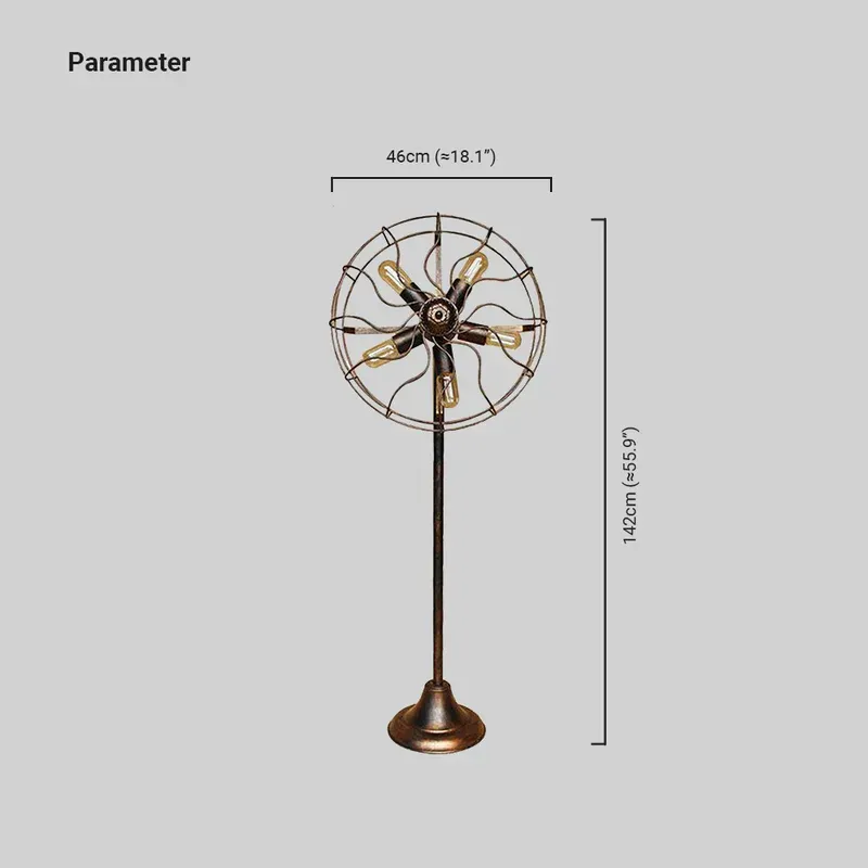 Vintage Metal Round Brown Dining Room Floor Lamp