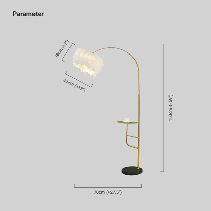 Art Deco Metal Feather Arched Gold Black Floor Lamp Bedroom