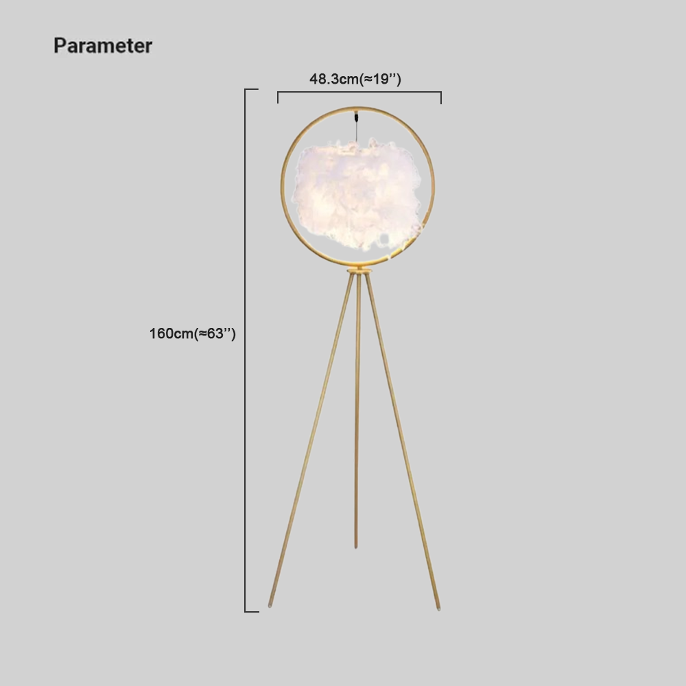 Designer Feather Ring Black Floor Lamp Study Room