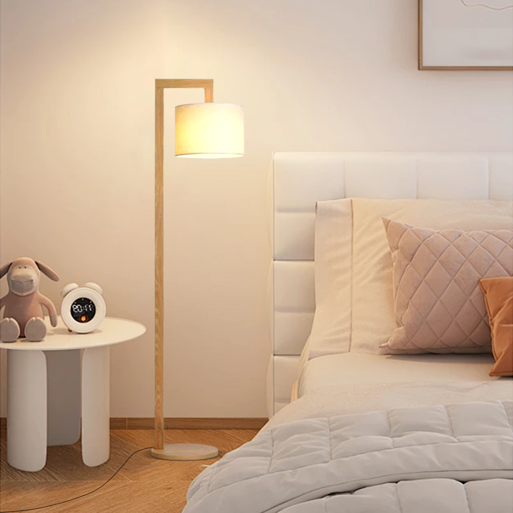 Nordic Wood Hooded Log Color Floor Lamp living Room