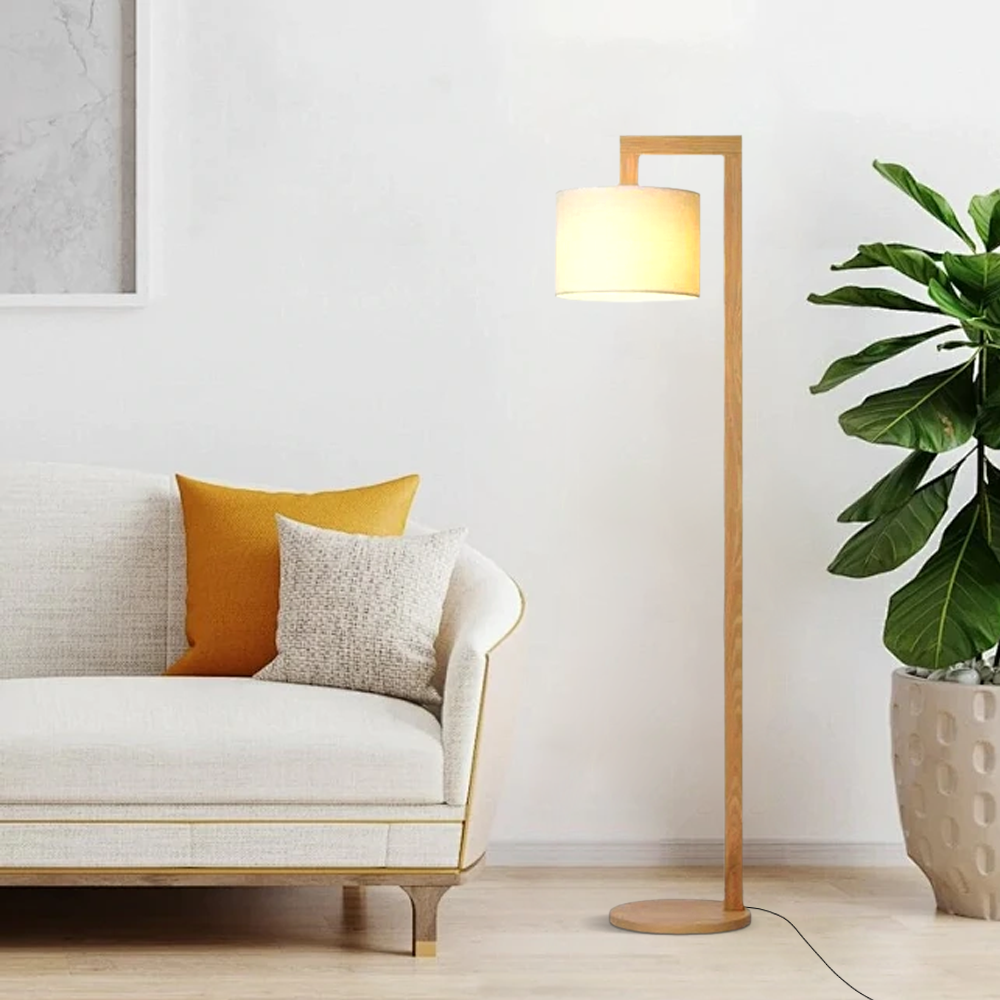 Nordic Wood Hooded Log Color Floor Lamp living Room