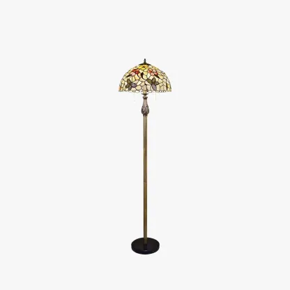 Art Deco  Metal And Glass Butterfly And Flower Children's Room Floor Lamp, Brass