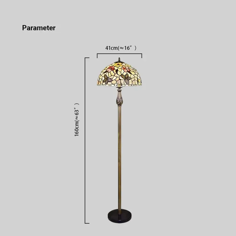 Vintage Metal Glass Bowl Brass Floor Lamp Living Room
