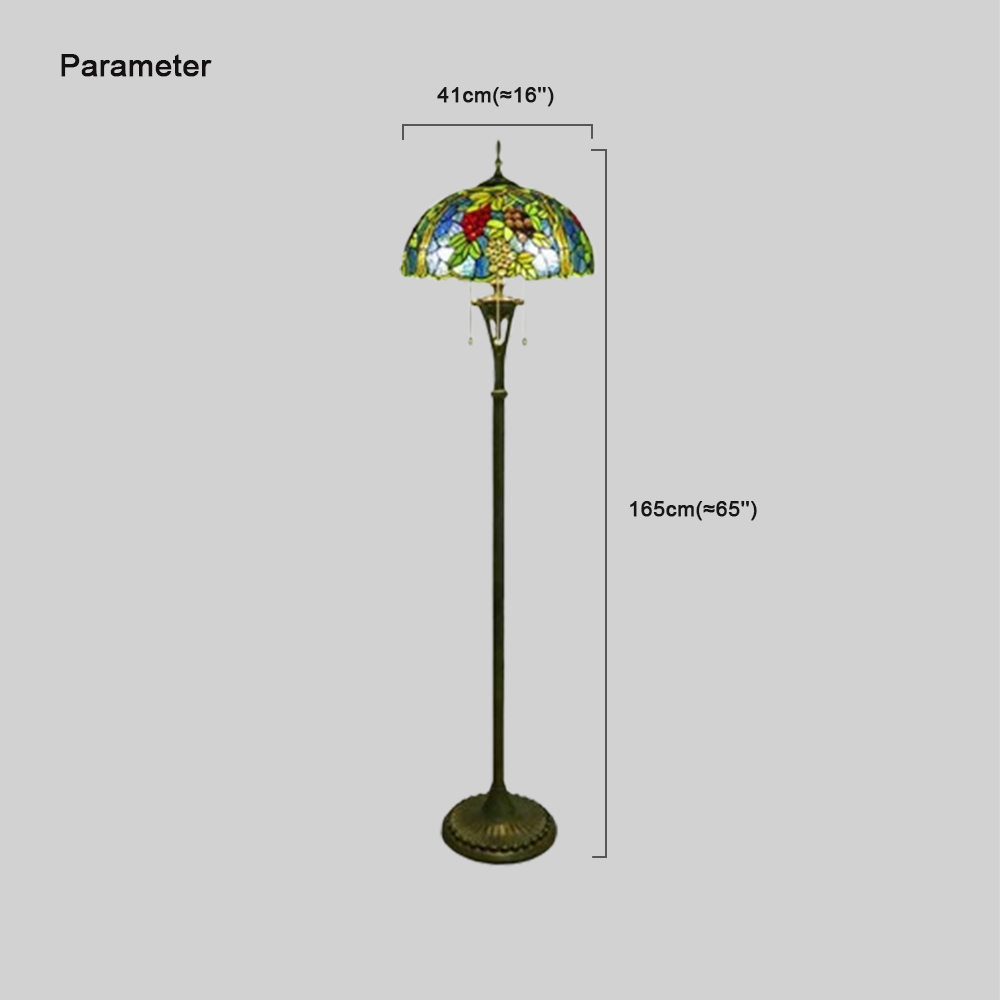 Bohemian Metal Glass Blue-Green/Red-Yellow Floor Lamp Living Room