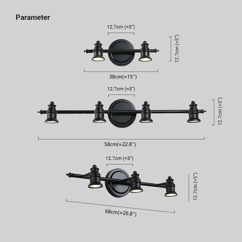Modern Riofu Metal Linear Black Wall Lamp Bathroom 