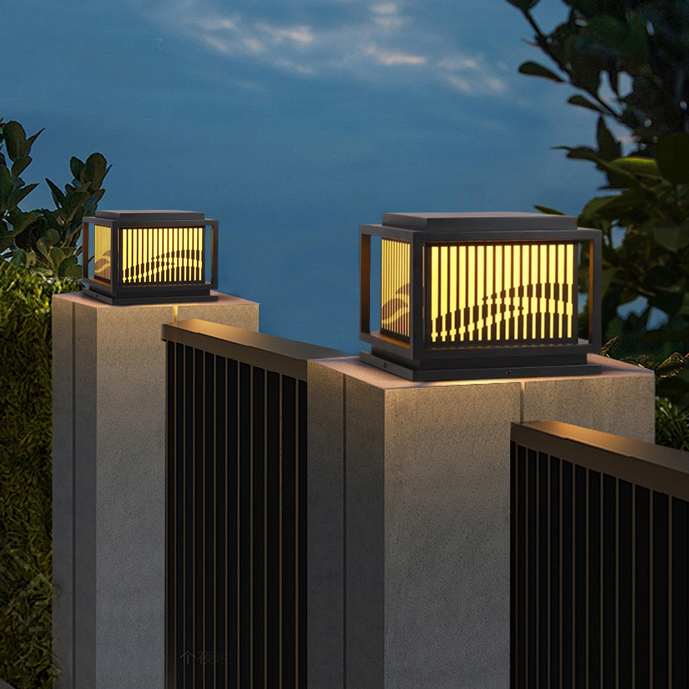 Modern Metal Square Black Outdoor Lamp Garden