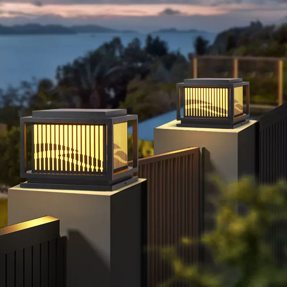 Modern Metal Square Black Outdoor Lamp Garden