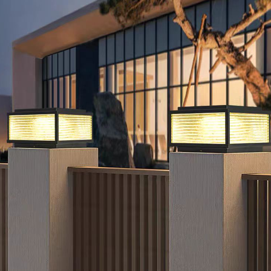 Modern Metal Square Black Outdoor Pillar Light Outdoor | Riofu