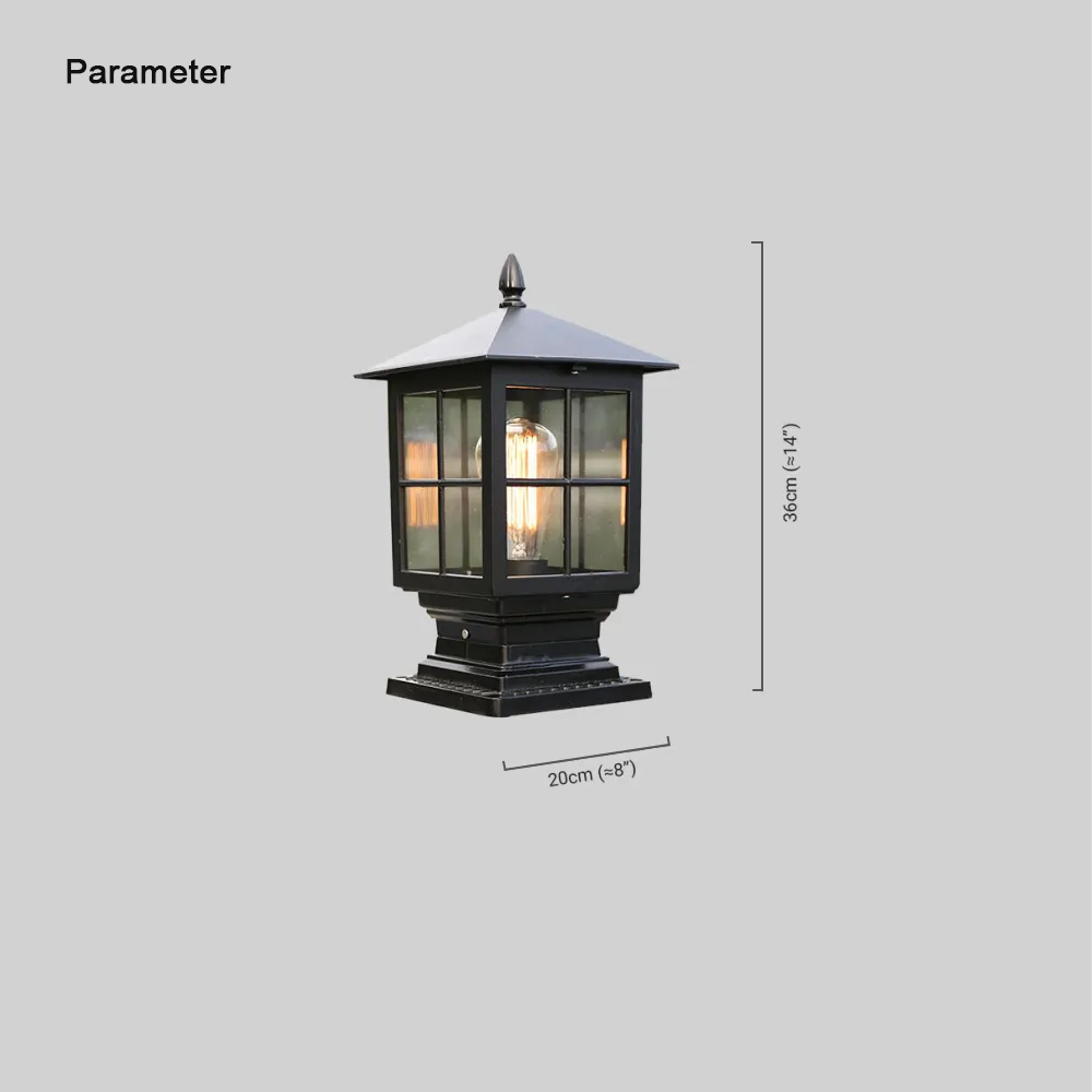 Vintage Glass Lantern Outdoor Pathway Light Black/Bronze