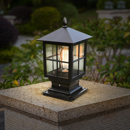 Vintage Glass Lantern Outdoor Pathway Light Black/Bronze