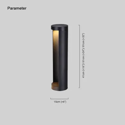 Minimalist Metal Cylindrical Black Outdoor Path Light