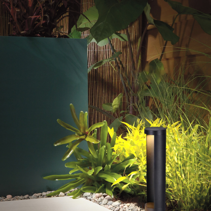 Minimalist Metal Cylindrical Black Outdoor Path Light