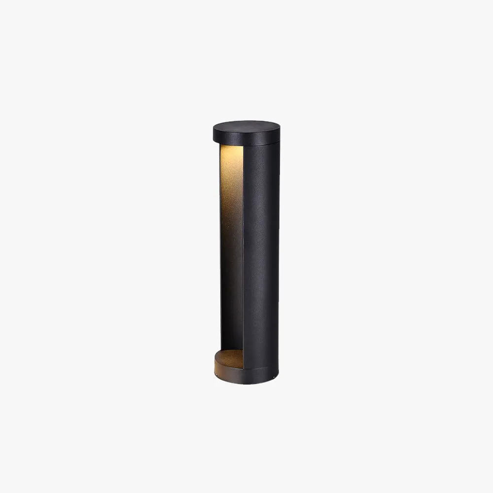 Minimalist Metal Cylindrical Black Outdoor Path Light