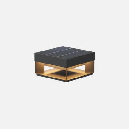 Modern Metal Rectangular Black Solar Outdoor Pillar Light Garden