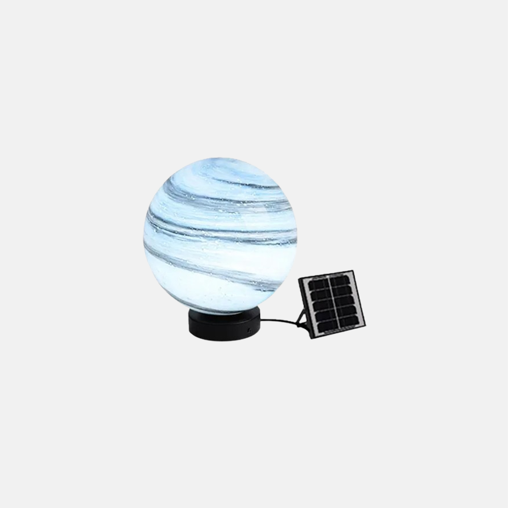 Art Deco Metal Globular Yellow Solar Outdoor Pillar Light Garden