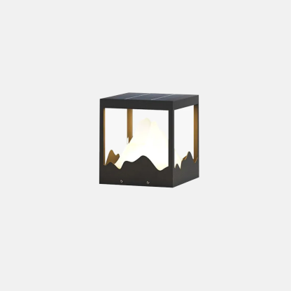 Designer Metal Mountain Solar Black Outdoor Pillar Light