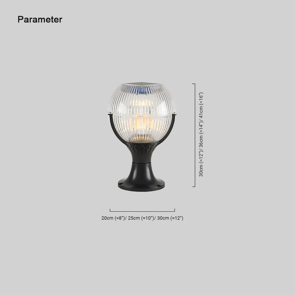 Modern Acrylic Bowled Black Solar Outdoor Pillar Light Balcony