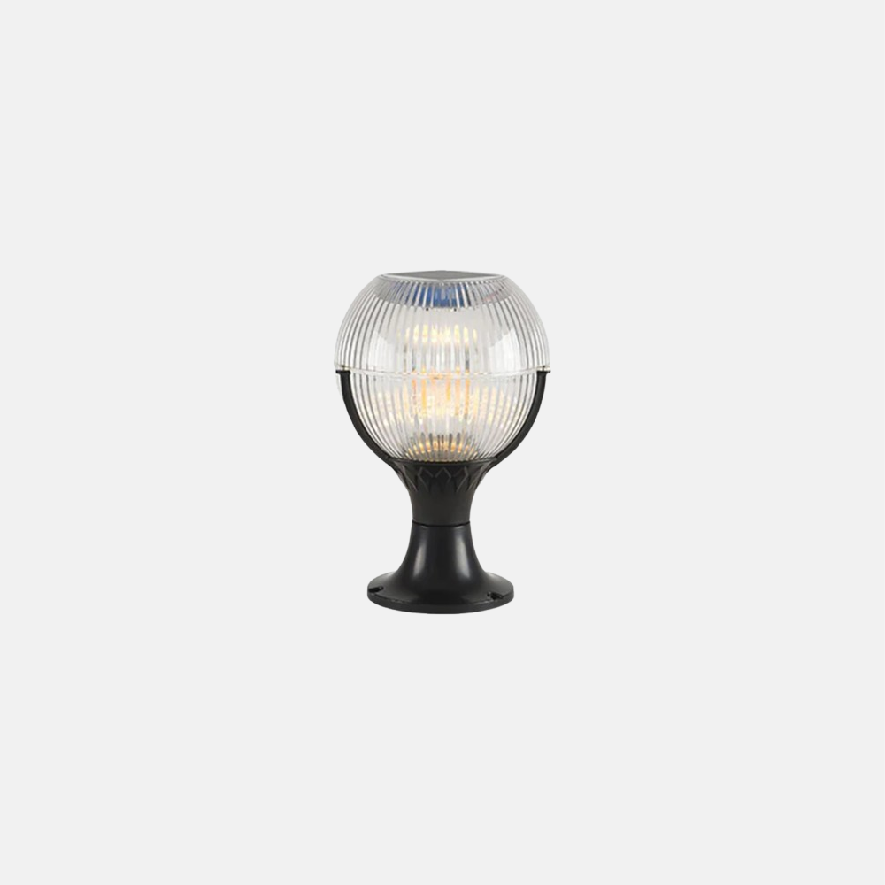 Modern Acrylic Bowled Black Solar Outdoor Pillar Light Balcony