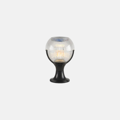 Modern Acrylic Bowled Black Solar Outdoor Pillar Light Balcony