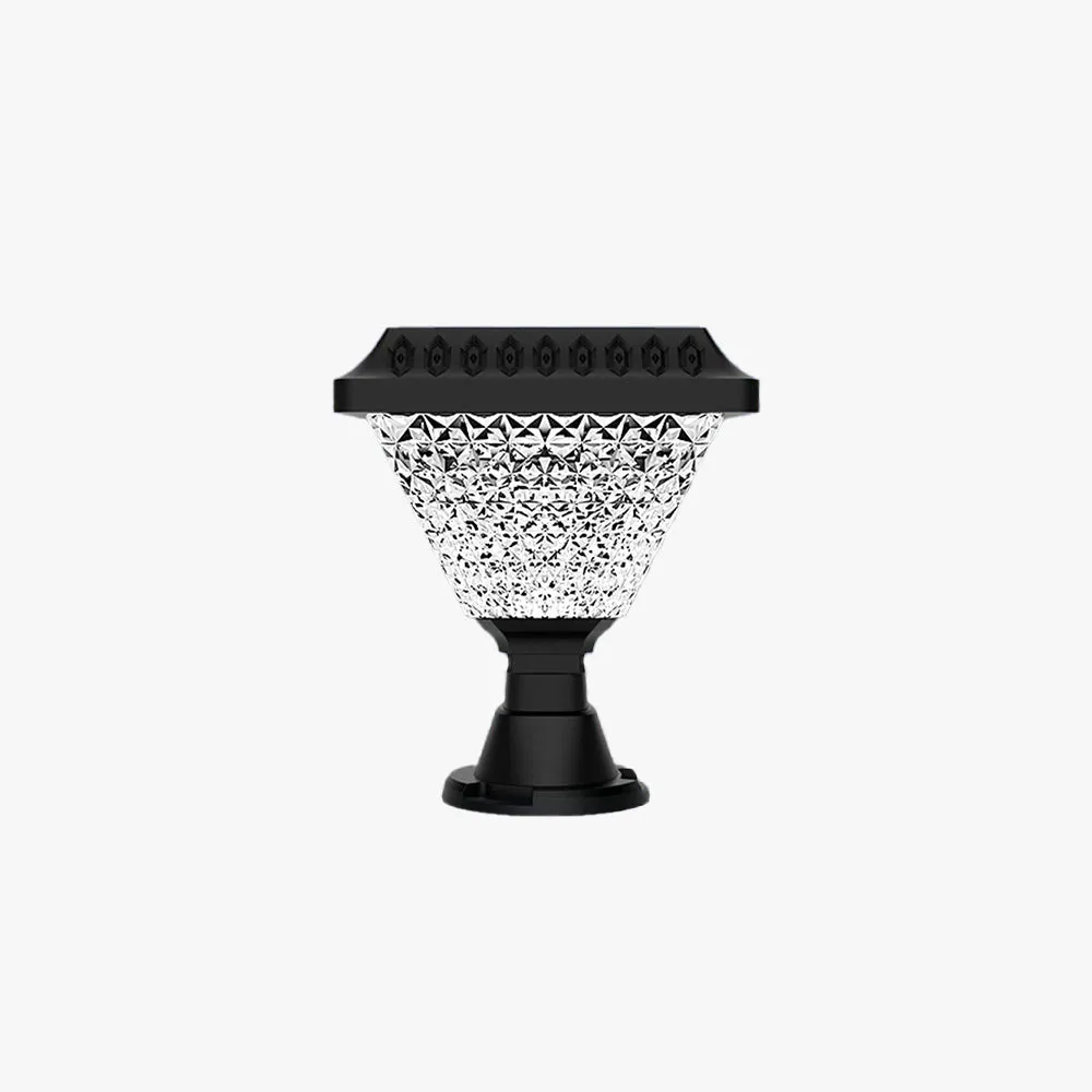Art Deco Acrylic Square Hexagon Black Outdoor Pillar Light Outdoor