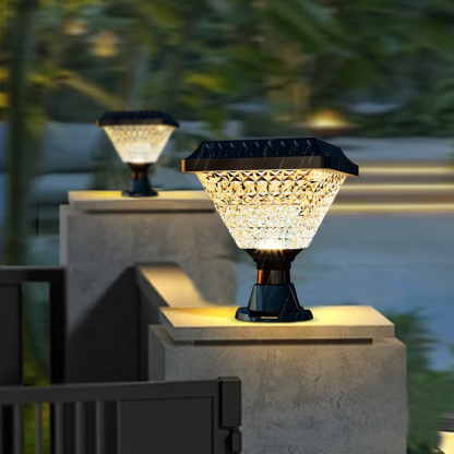 Art Deco Acrylic Square Hexagon Black Outdoor Pillar Light Outdoor