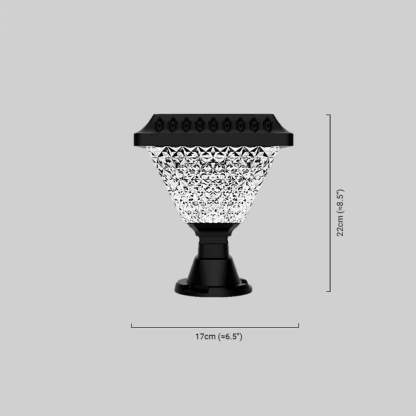 Art Deco Acrylic Square Hexagon Black Outdoor Pillar Light Outdoor