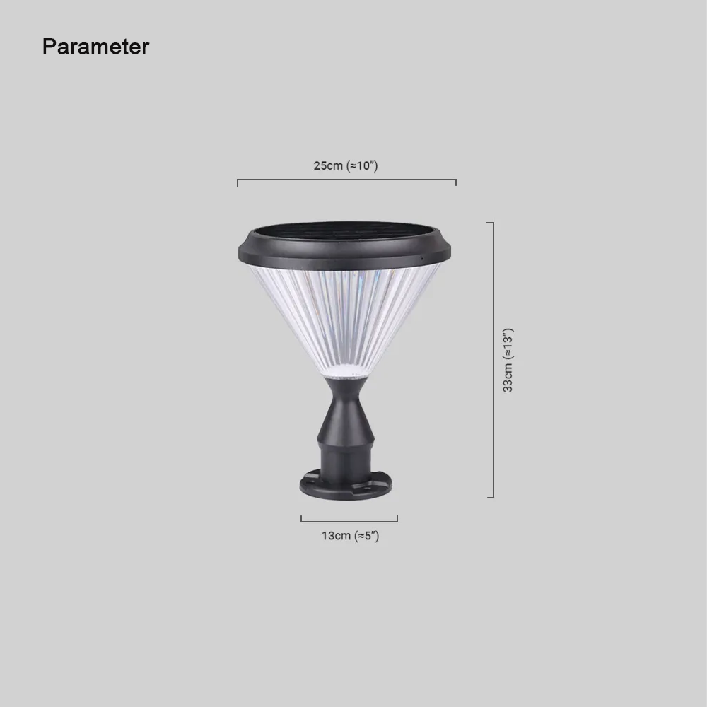 Modern Metal Acrylic Diamond Black Outdoor Pillar Light Solar