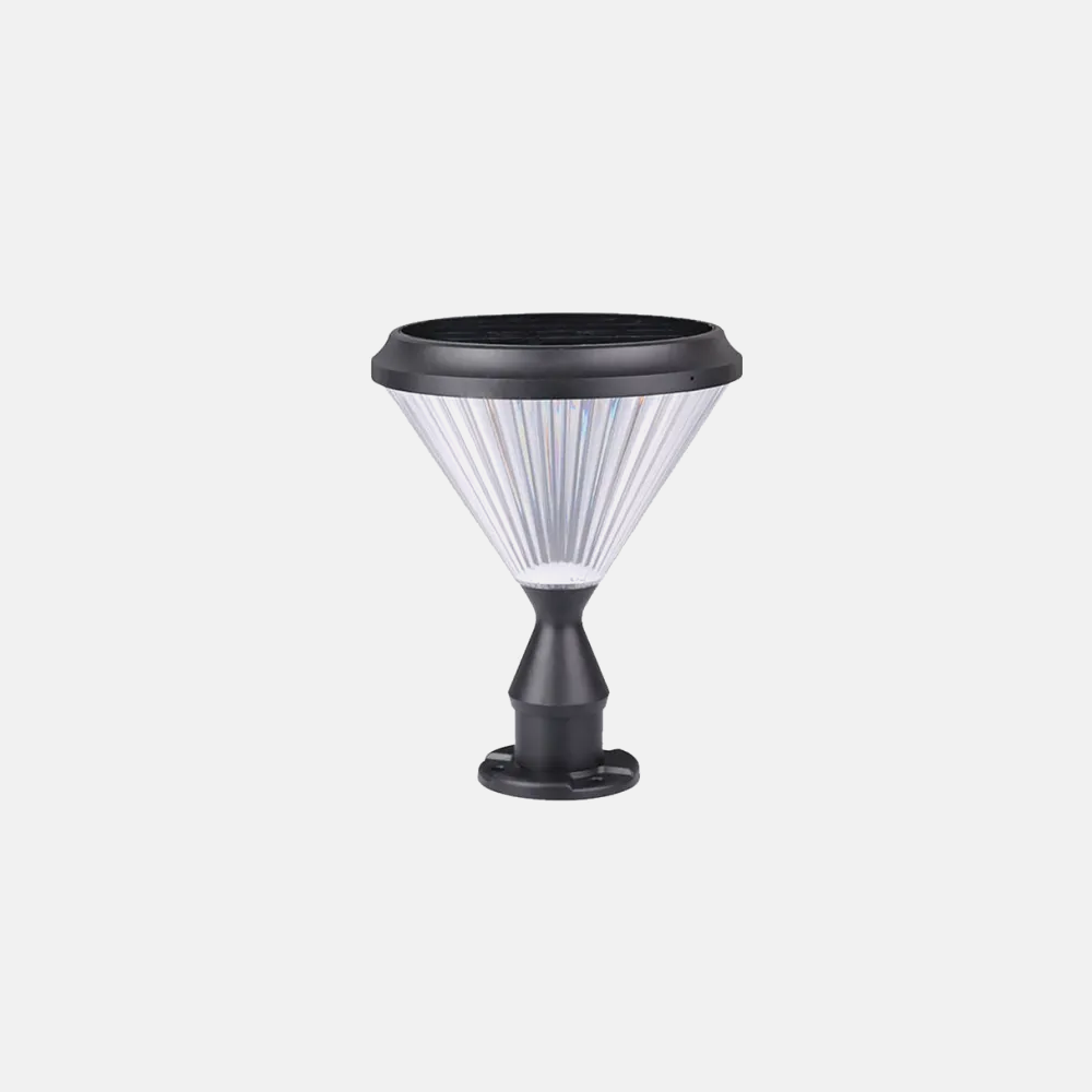 Modern Metal Acrylic Diamond Black Outdoor Pillar Light Solar