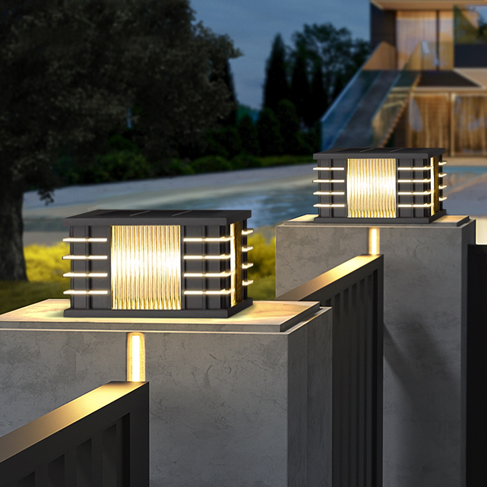 Modern Metal Rectangular Black Floor Lamp Garden Outdoor