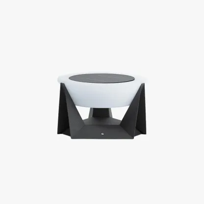 Modern Metal Acrylic Drum Black Outdoor Pillar Light Garden