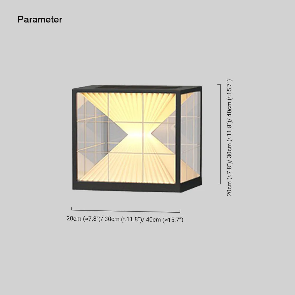 Modern Metal Acrylic Square Black Outdoor Pillar Light