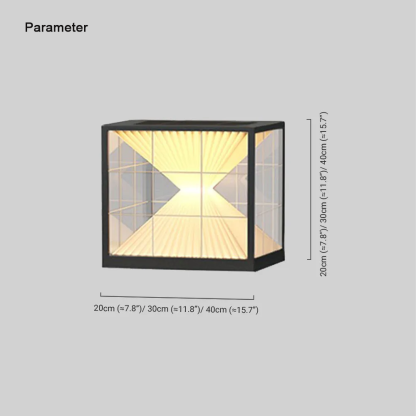 Modern Metal Acrylic Square Black Outdoor Pillar Light