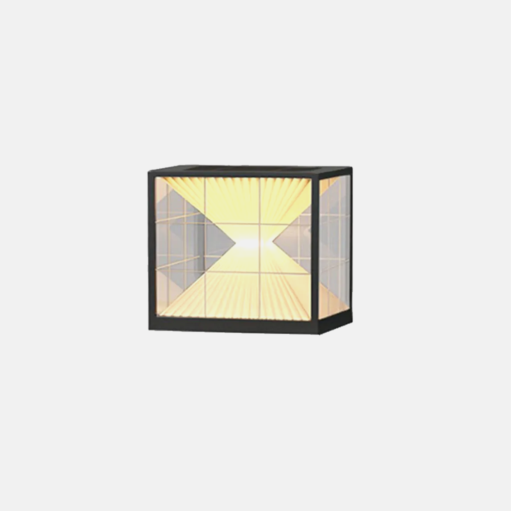 Modern Metal Acrylic Square Black Outdoor Pillar Light