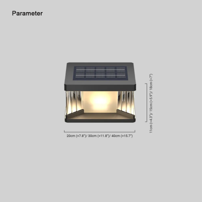 Modern Metal Rectangular Black Solar Outdoor Pillar Light Patio