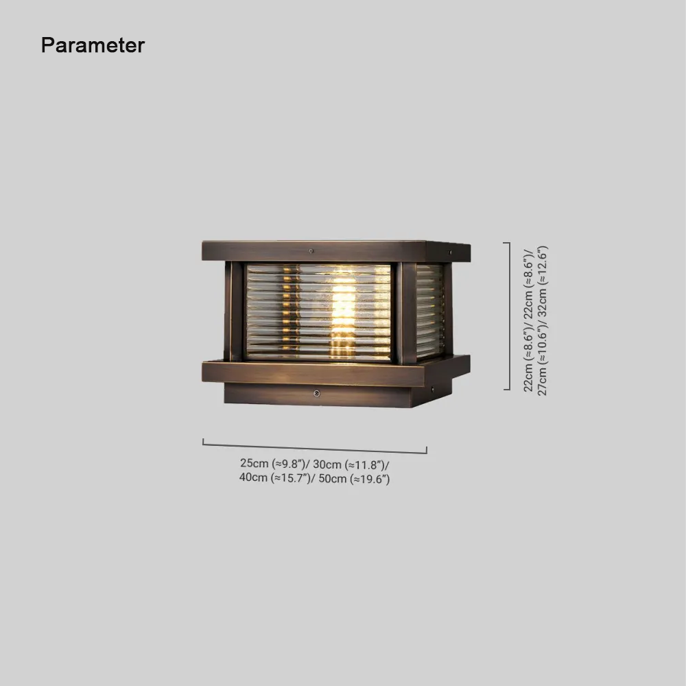 Modern Metal Glass Square Black Brass Bronze Outdoor Pillar Light Outdoor