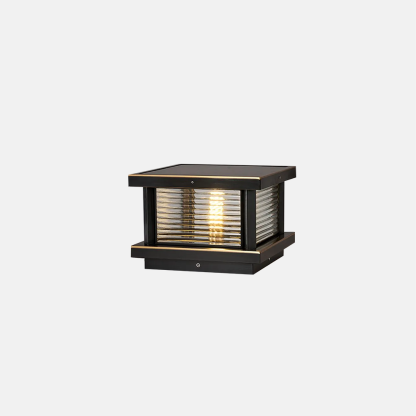 Modern Metal Glass Square Black Brass Bronze Outdoor Pillar Light Outdoor