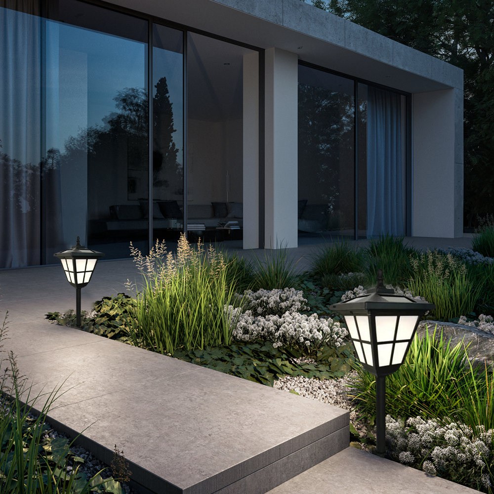 Retro Metal Acrylic Polygonal Black Outdoor Bollard Light Outdoor